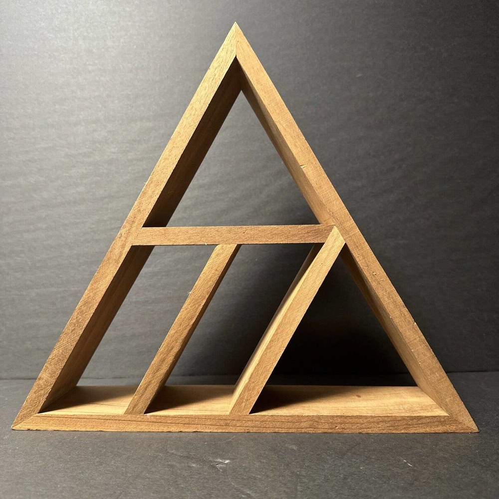 Modern Boho Wooden Shelf For Mini Collections 13"X12"X3" Triangle